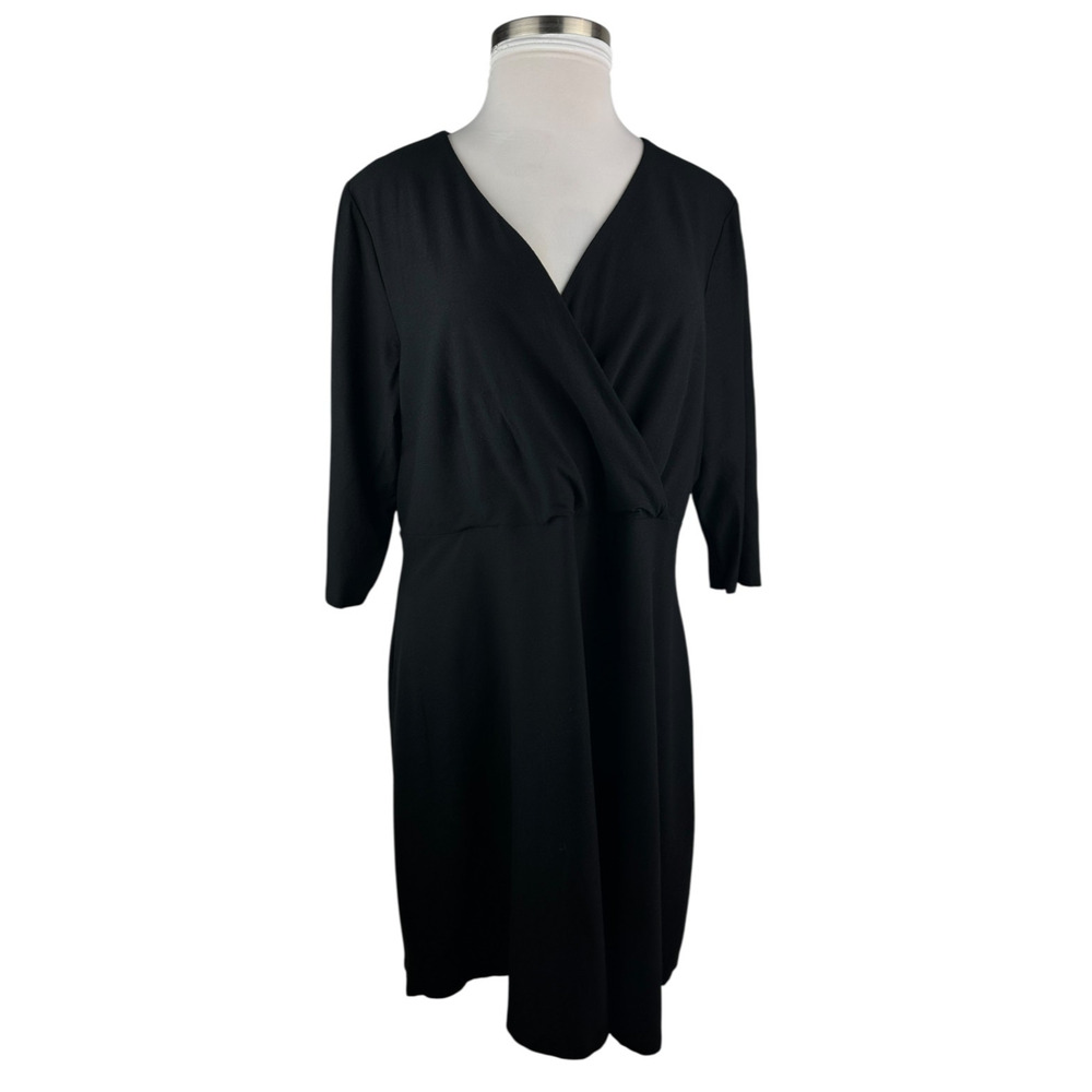 Eileen Fisher Faux Wrap Dress Black Stretch Slinky Jersey Women's Plus Size 1X - Picture 13 of 15